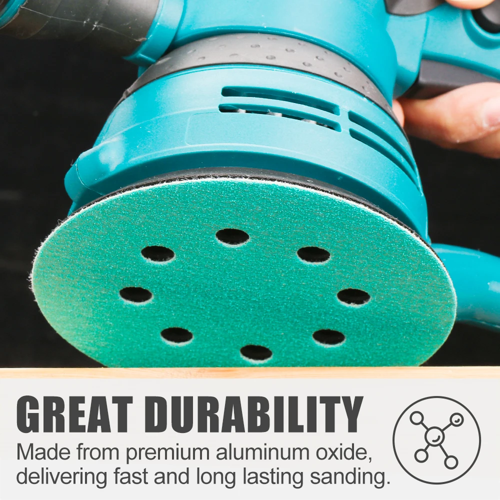 XCAN 10 قطعة 8 حفرة 125 مللي متر الصنفرة النجارة المعادن قرص الطحن هوك حلقة الصنفرة 60-1000 حصى جلخ تلميع أداة