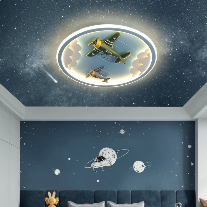 Imagem -03 - Led Quarto das Crianças Luzes de Teto Cartoon Avião Luz Simples Moderno Quarto do Bebê Menino Menina Quarto Lâmpadas de Teto Unicórnio Lâmpada