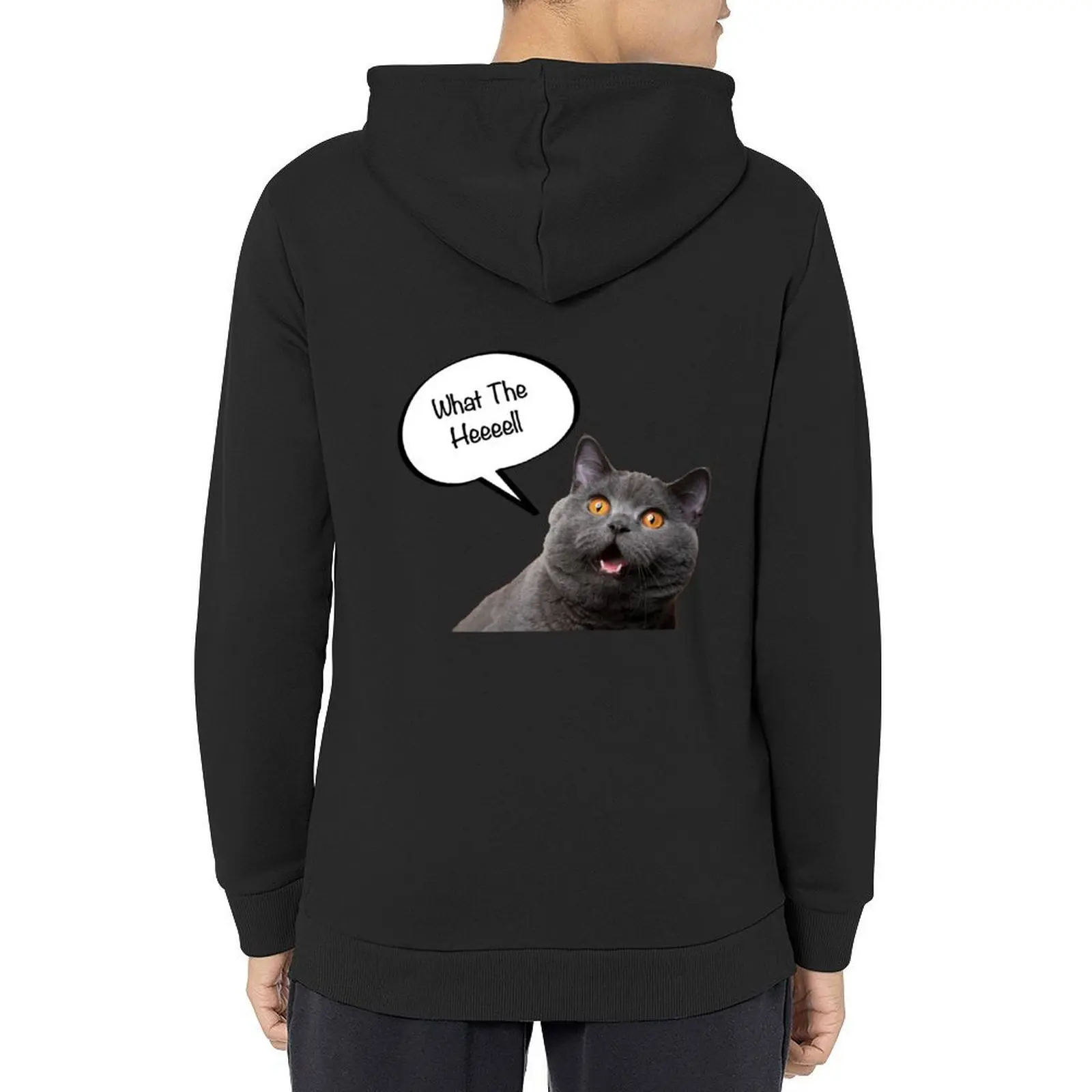 

cat says what th hell Hoodie autumn jacket men men's clothes men's sweat-shirt autumn new products tracksuit men