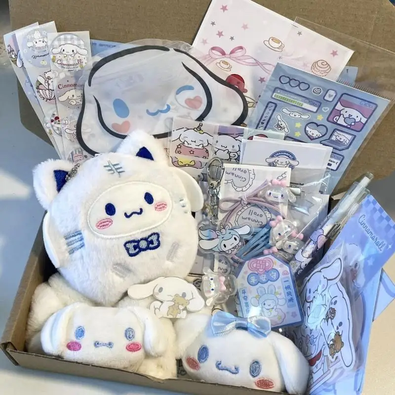 

Kawaii Sanrio Hello Kitty Kuromi Birthday Gift Box Cinnamoroll My Melody Plush Doll Pendant Cute Girly Heart Anime Accessories