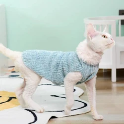 Devon Rex Thickening Plush Coat Cat Sweater Costume Sphynix Clothes Katten Sphynx Pullover Clothing Products for Winter Outwear