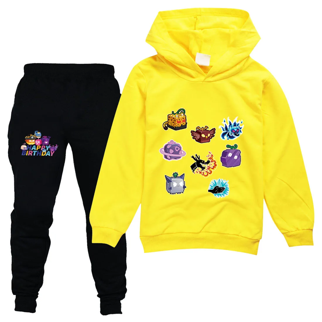 

New Game Blox Fruits Clothes Kids Cartoon Hoodies Pants 2pcs Suit Baby Girl Outfit Set Teenager Boys Tracksuit Children's Sets