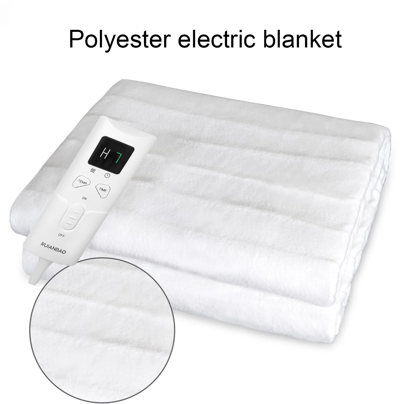 RUIANBAO Couverture chauffante électrique 150 x 80 cm, couverture chauffante thermique pour lit avec 10 niveaux de chaleur, contrôleur LED, minuterie et arrêt automatique, protection contre la surchauffe, lavable en machine, polyester doux, blanc