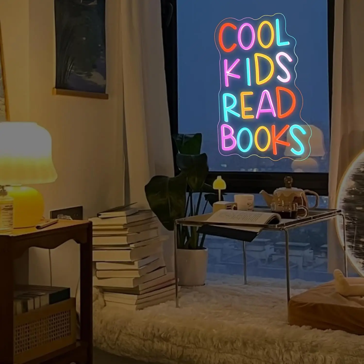 Cool Kids Read Books insegne al Neon libri luce al Neon per sala lettura Hanging Decora Library Classroom Read Corner Decor