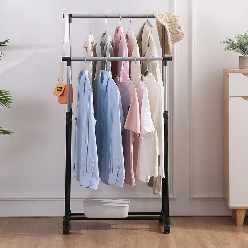 Simple Storage and Clothes Drying Rack, Balcony Clothes Drying Rack, Bedroom Floor to Ceiling Clothes Rack