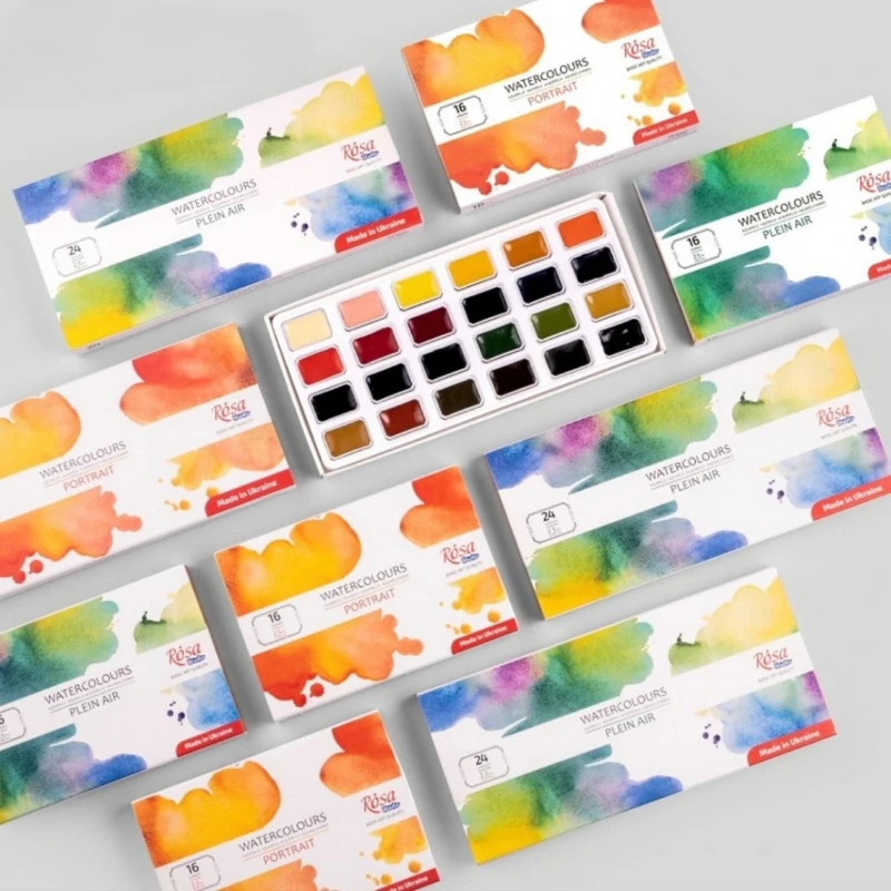 Rosa Aquarell-Set im Porträt- und Landschaftsmalerei-Stil, 16 Farben, 24 Farben, Malbedarf für Studenten, Aquarellfarben