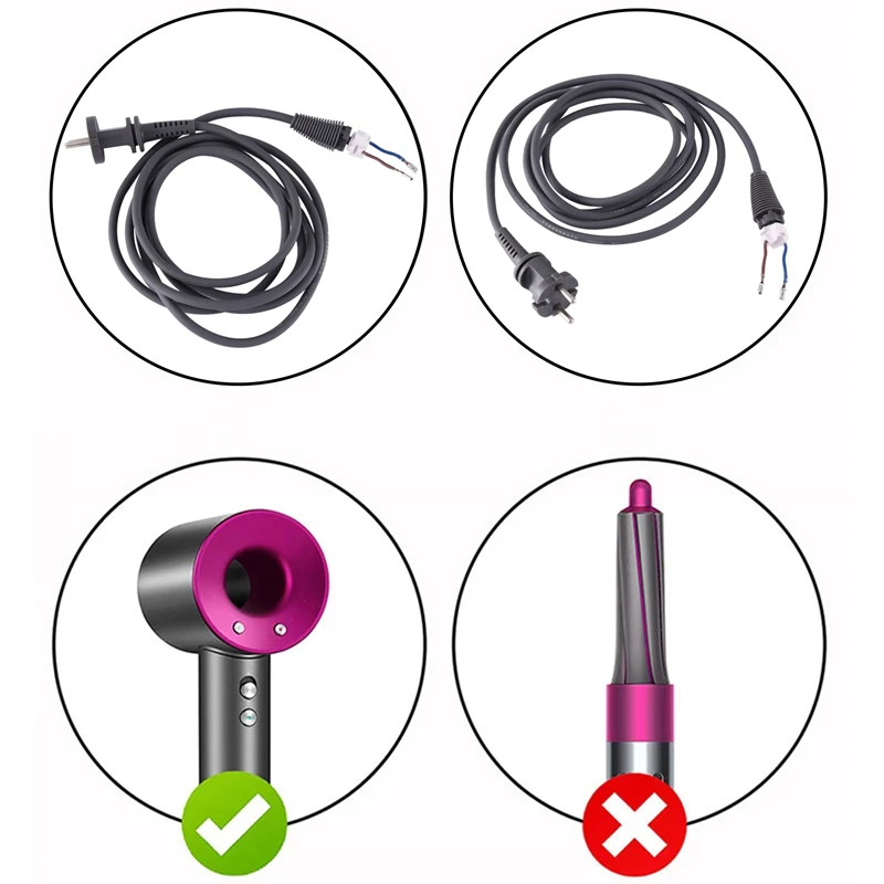 For Dyson Hair Dryer Universal Replacement Accessories HD01/02/03/04/07/08/15 1.8M Power Cord EU Plug