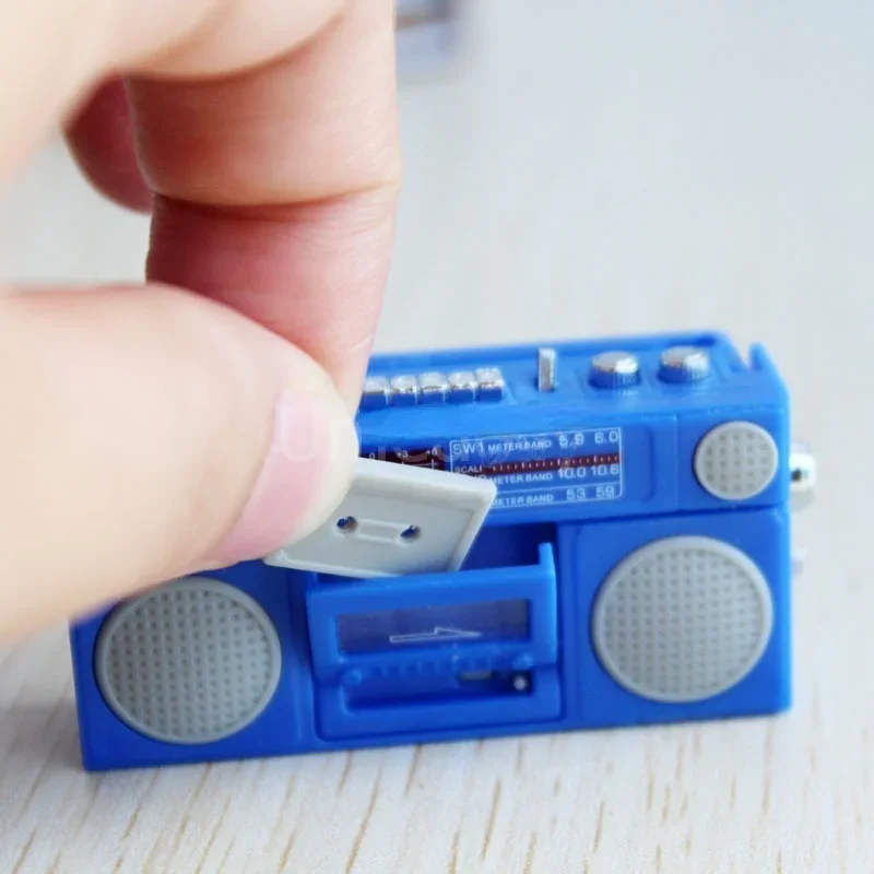 1PC Cute 1/12 Scale Miniature Dollhouse Radio / Mini Tape-recorder Model Doll House Furniture Decoration Accessories Toy