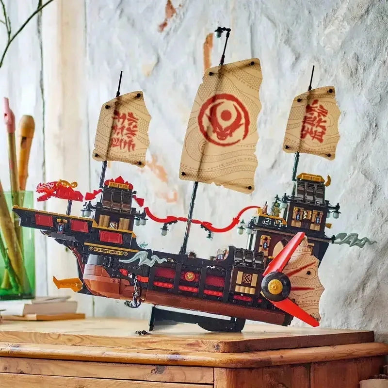 Novos conjuntos moc templo recompensa de recompensa dragão barco blocos de construção educacionais 71848 modelo para crianças meninos presentes de aniversário de halloween