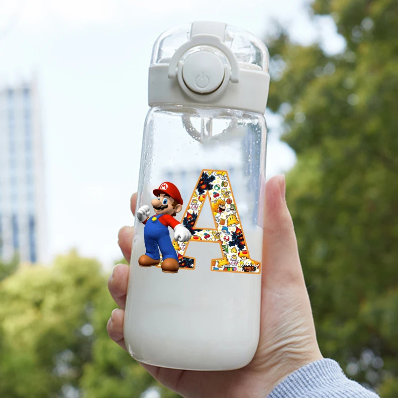 

Super Mario Water Bottles Kawaii Cartoon Letter Printed Water Bottle Kids Boys Outdoors Sports Large Capacity Water Bottles