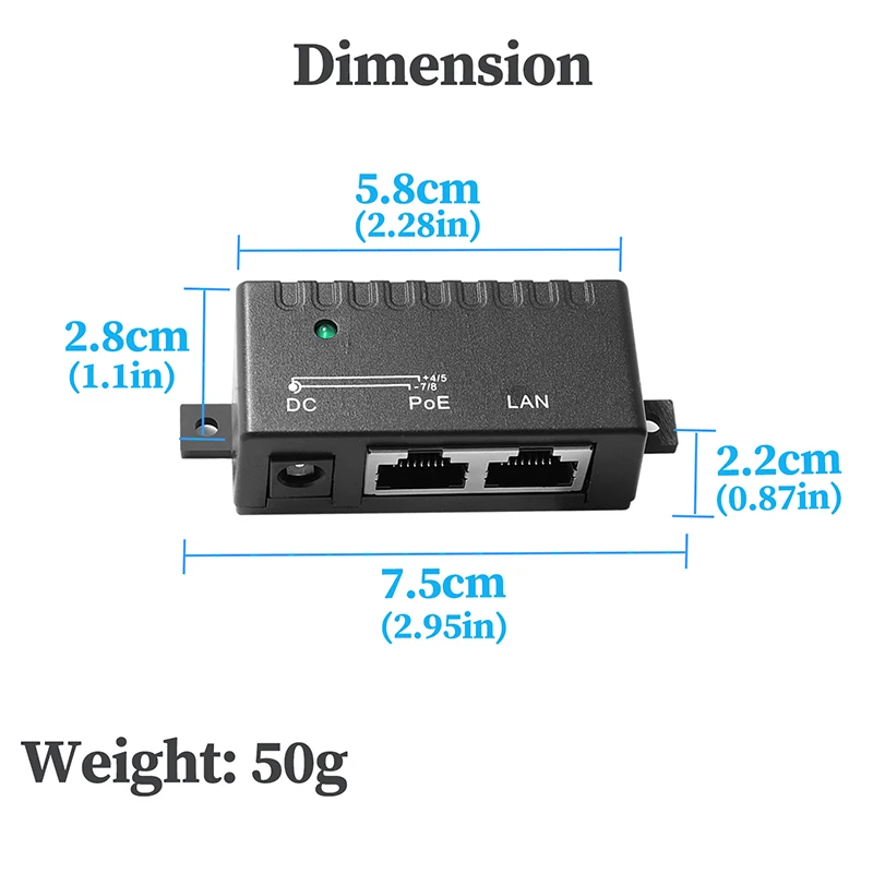 محول جيجابت PoE 10/100/1000 ميجابت في الثانية إيثرنت، مصدر طاقة سلبي 5 فولت-57 فولت لكاميرات IP/هواتف AP/VoIP - قابل للتركيب على الحائط #4