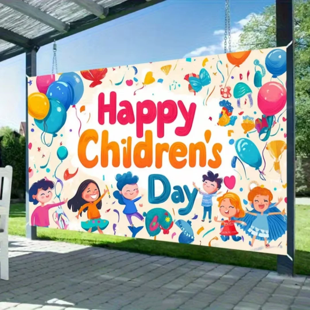 Cartoon Happy Children's Day Theme Background Feliz Día del Niño Child Party Decoration Backdrop Baby Shower Banner Supplies 4