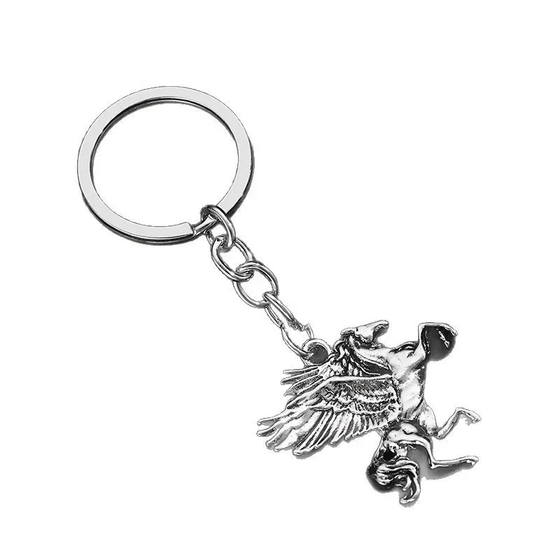 LLavero de unicornio Pegaso de mitología griega Retro, caballo de doble alas, llavero Unisex de moda, joyería, accesorios de moda