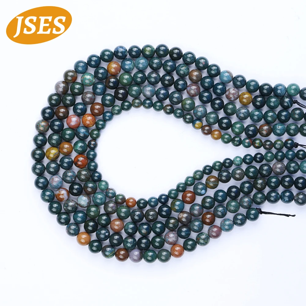 Natural Bloodstone Beads Indian Heliotrope Loose Round Shape for Jewelry Making DIY Bracelets Necklace Wholesale Accessories