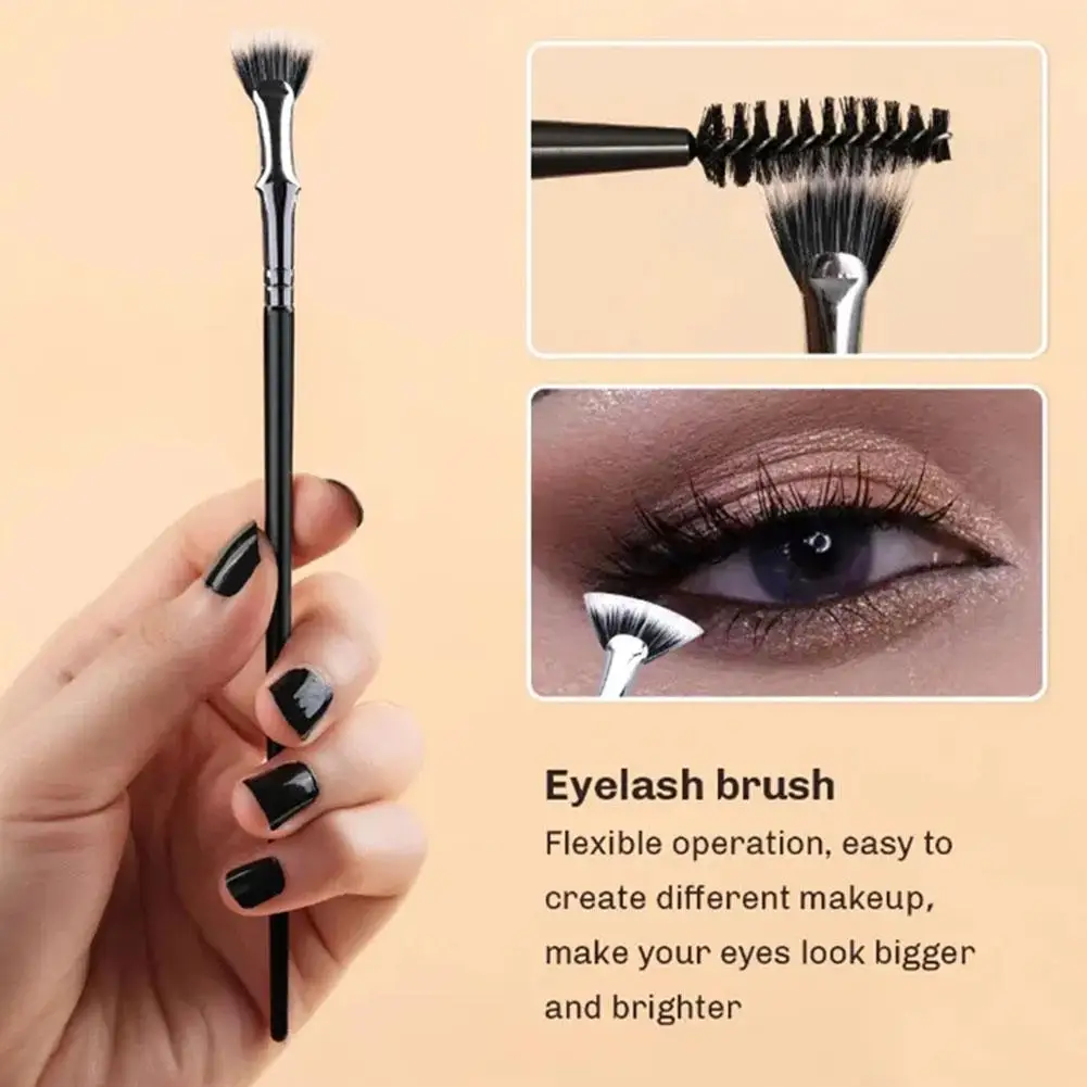 Pinceau en forme d'éventail pour mascara, brosse pliée et inclinée pour les yeux, pour le maquillage, effet naturel, améliore le bas, L D2G4