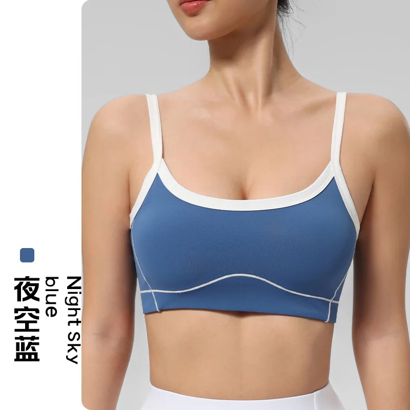 THRUM Women Racerback Sports Bra with Built-in Padded Cups Naked Feel Push Up Workout Tank Top Outerwear Sling Yoga Vest