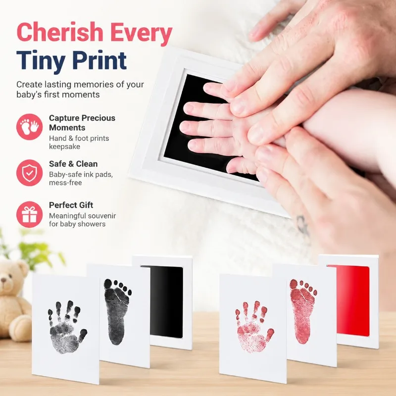 Inkless Clean Touch Ink Pad with Separation Layer Mess-free Multi-color Hand Foot Print Stamp Non-stain Friendly Safe Infant