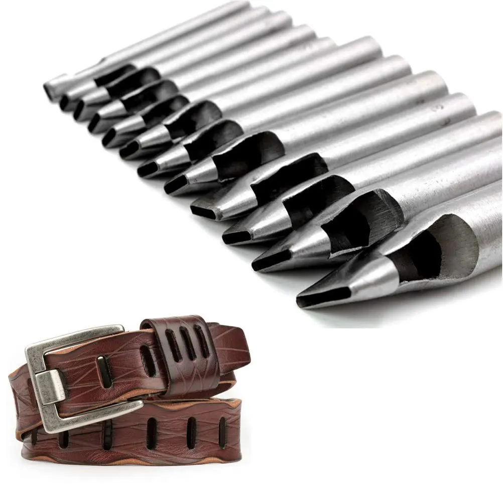 1 مجموعة المهنية البيضاوي أداة تخريم عدة 2x6 مللي متر-5x26 مللي متر دائم DIY بها بنفسك لوازم متجر المنزل الفضة حزام ثقب لكمة