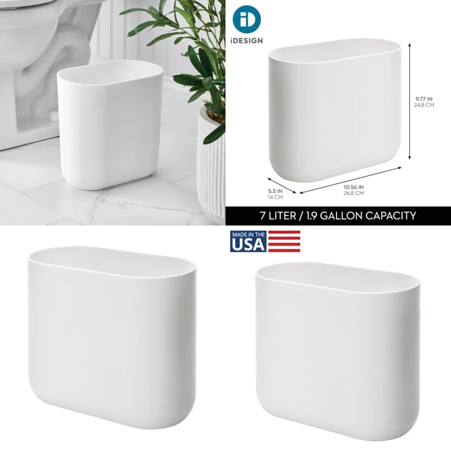 

Small Slim Plastic Bathroom Trash Can, Garbage Can for Bedroom, Office, Desk, Dorm