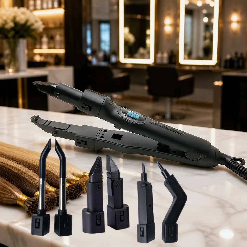 4 IN 1 Tips Convertible Hair Extension Iron Wand Keratin Bonding Fusion Heat Connector Hair Styling Tools Digital Temp Control