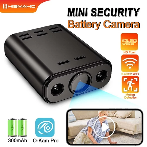 Mini cámara con batería de 5MP para interiores, protección de seguridad para el hogar, WIFI, IP, detección humana, visión nocturna IR, videovigilancia portátil