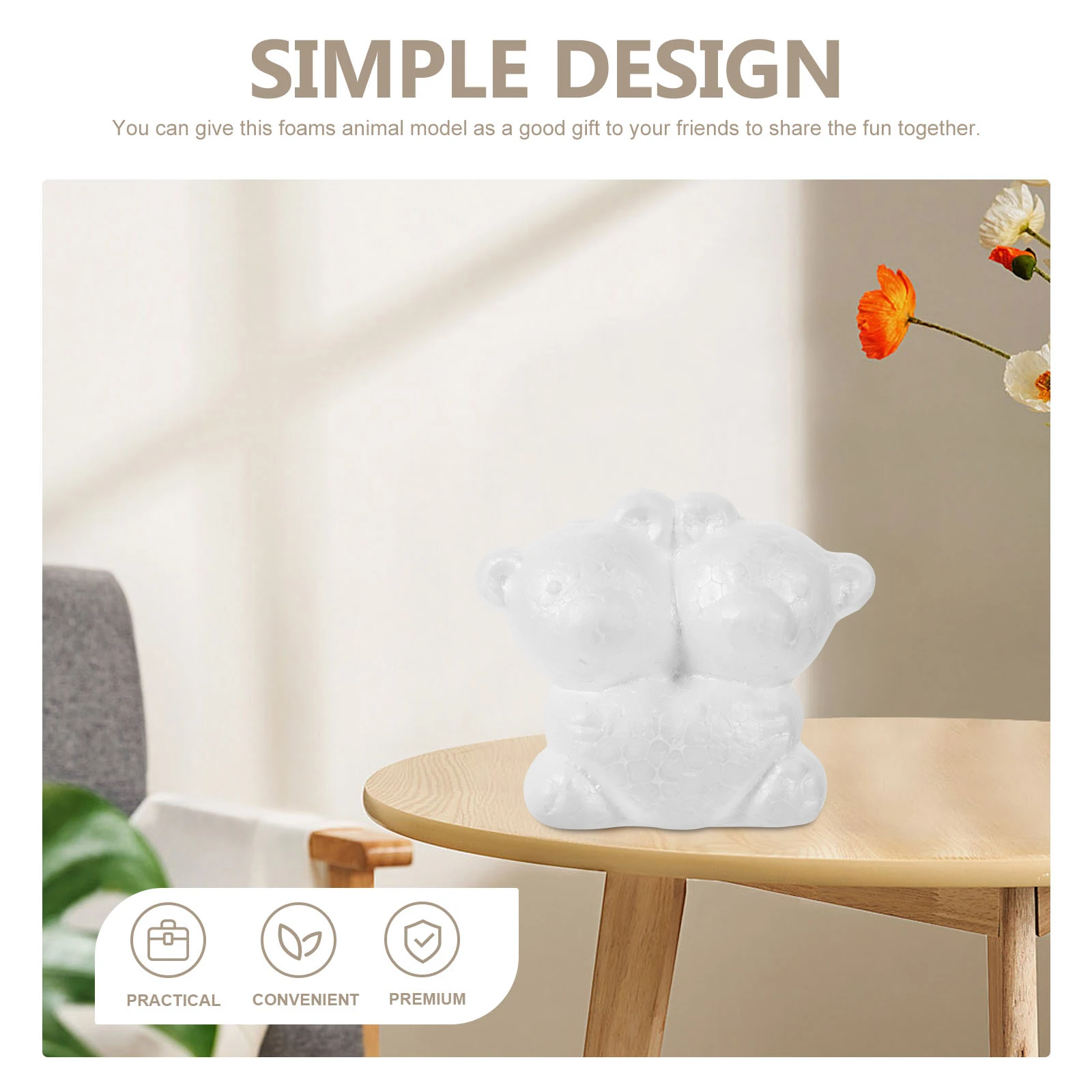 

10Pcs White Foam Bear Animal Sculpture DIY Craft Supplies for New Year Wedding Festival Decoration Art Class