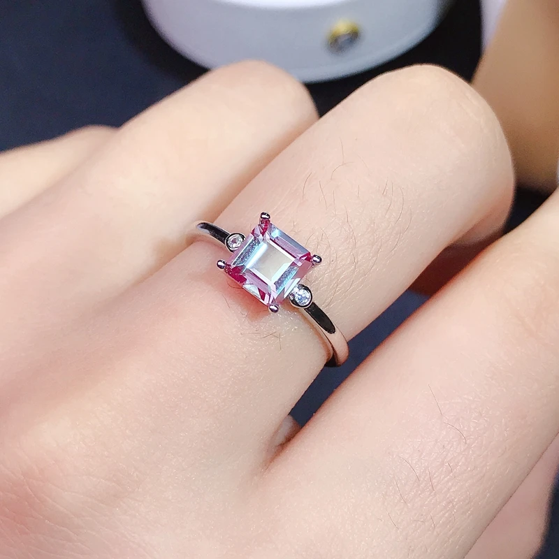 Natural Alexandrite lady\'s RING 925 Sterling Silver Princess square new style recommendation 1.5ct