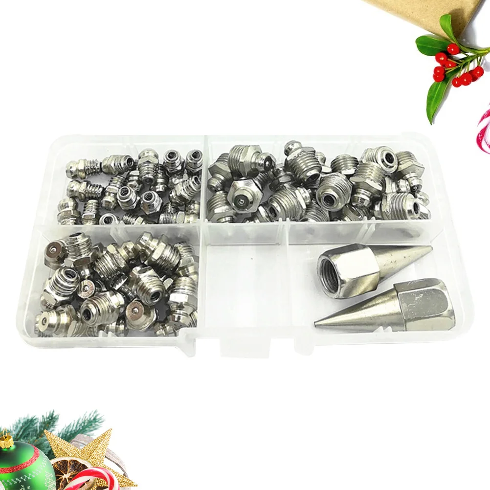 1 Juego de 1 Juego de Kit de ajuste de grasa, accesorios de grasa de ángulo surtido, boquilla de tornillo lubricante para mantenimiento de rodamientos con estuche de almacenamiento