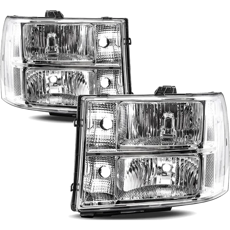 

Фара в сборе для GMC Sierra 1500, 07-14 Sierra 2500HD 3500HD 2007-2013 гг., сменная фара, хромированный корпус, прозрачная сторона