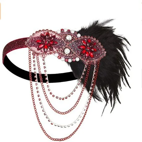 Women Headband 1920s Makeup Ball Decoration Feather Headband Gatsby Single Party Ladies Headwear Dress Up Feather Headband