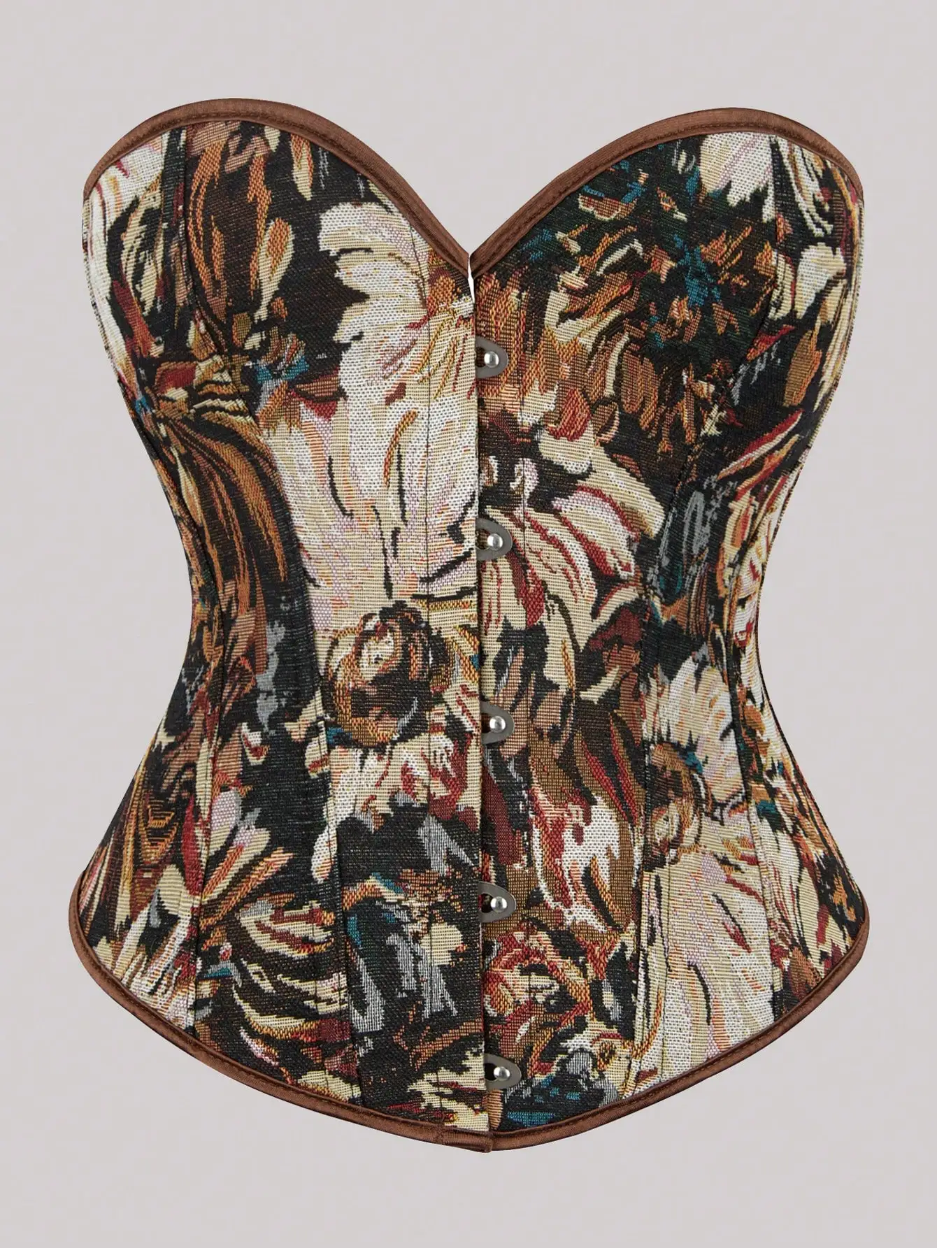 

Vintage Floral Print Lace-Up Corset Top for Women, Perfect for Halloween, Christmas, Oktoberfest & Party