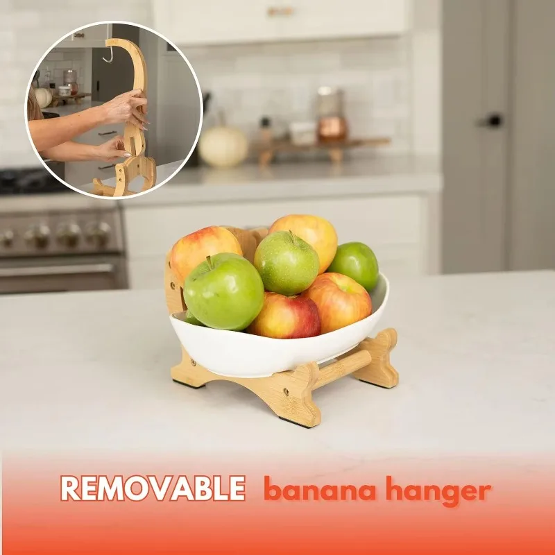 سلة تخزين الخضار والفواكه من الخيزران لعرض تخزين رف المطبخ #4