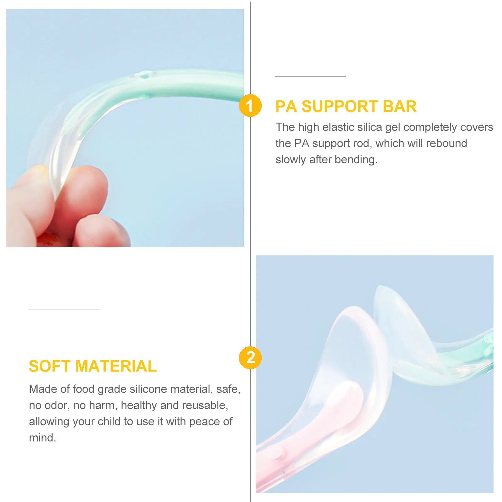 

2Pcs Infant Food Spoons Baby LED Weaning Tableware Set Soft Silicone Feeding Utensils for Toddlers with