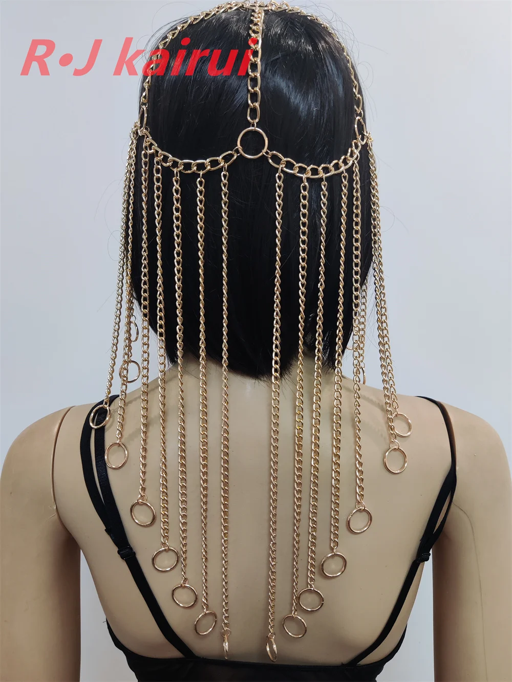 RJ Fashion Gold Plated Chains Headwear Layers Cosplay Marsk Head Hair Unique Party Dancing Chains Jewelry 2 Colors