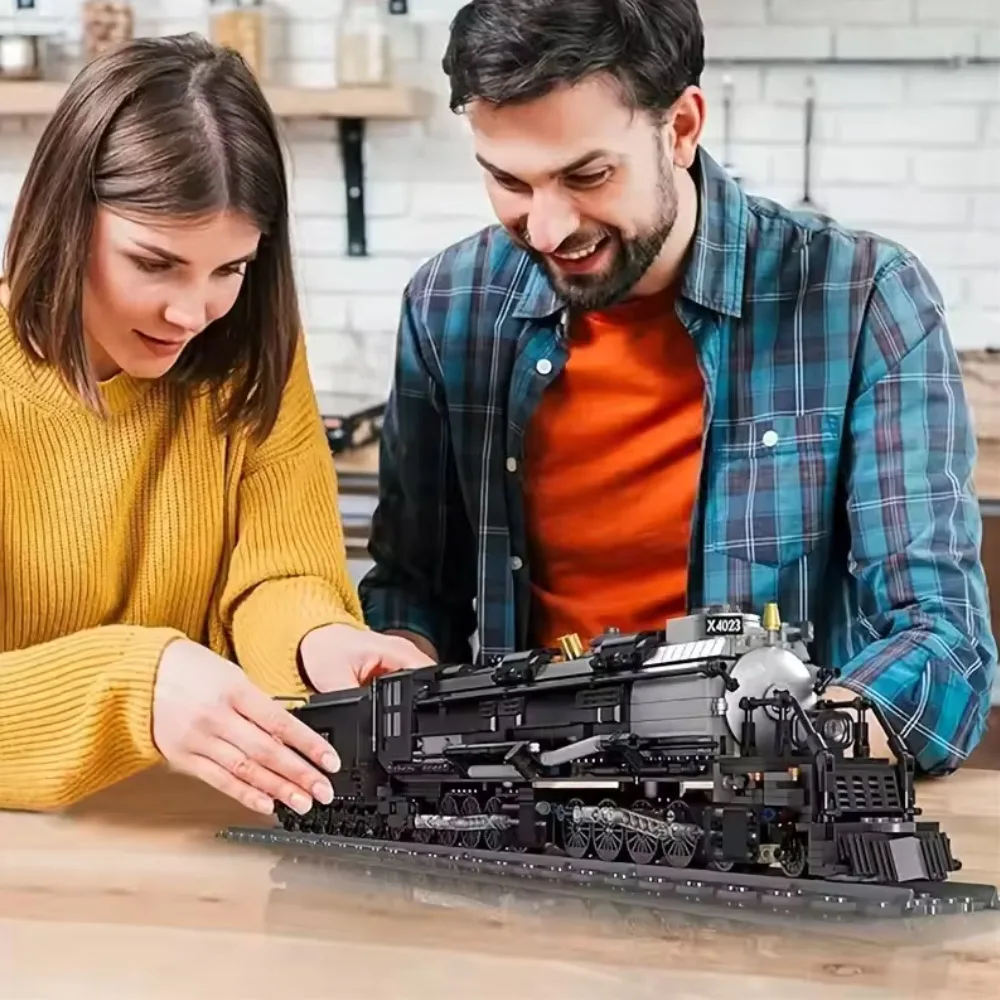 Creatieve De Bigboy Stoomlocomotief Trein 1608pcs Spoorweg MOC Puzz MOC Bouwsteen speelgoed geschenken Kinderen Volwassen Technische Kerst