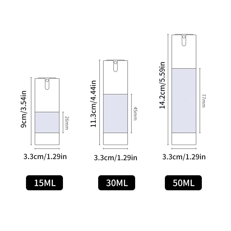 1pc 15ml 30ml 50ml Airless Pump Cosmetic Container Clear Thickened Round Lotion Empty Airless Bottle