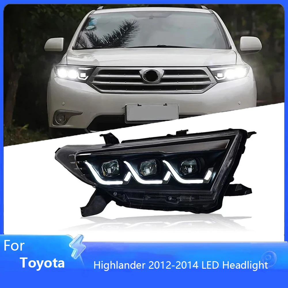 

Pop Car Lights For Highlander 2012-2014 Kluger LED Headlights Assembly Upgrade Dynamic Projector 3 Lens Hawkeye Design Accessori