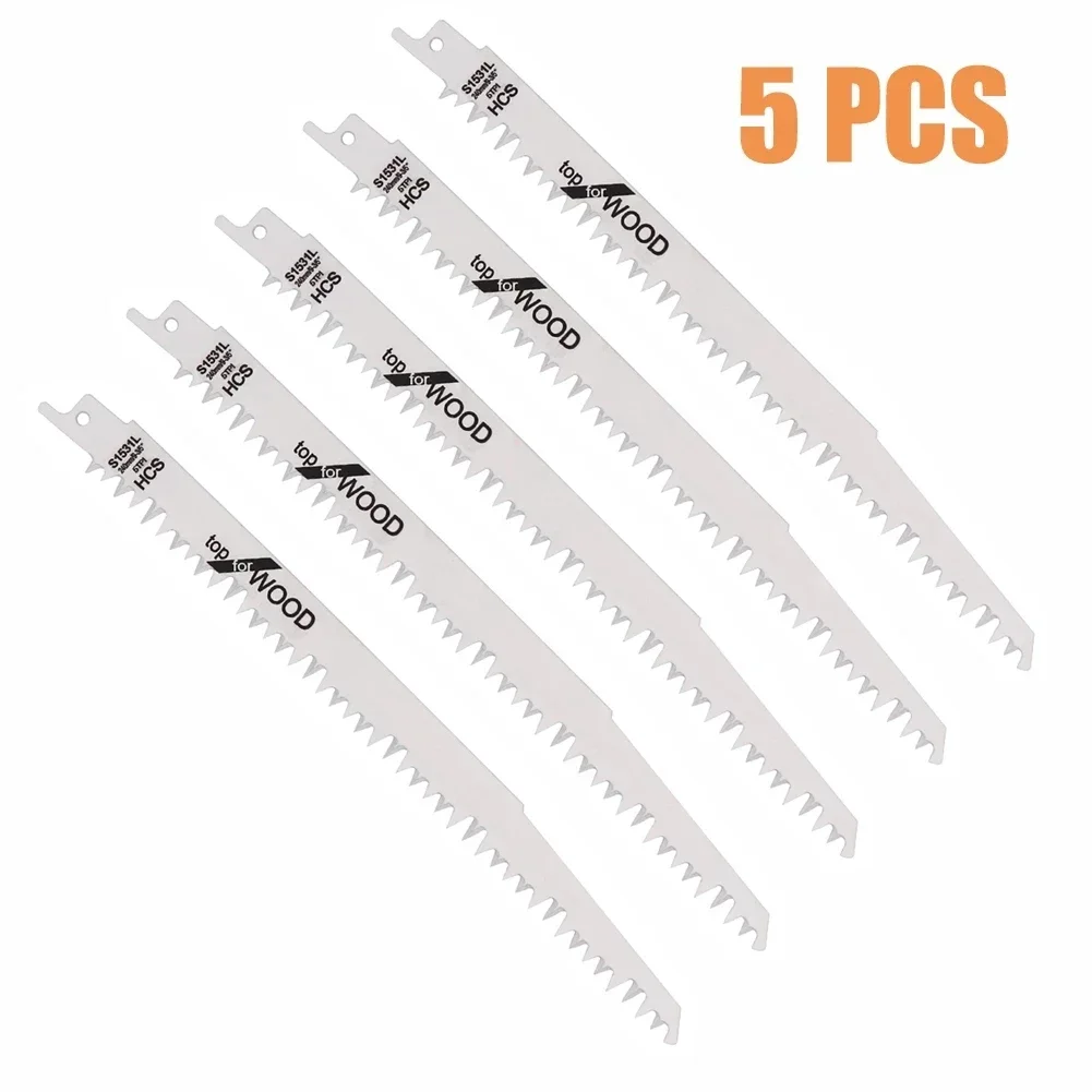 5PCS 9.6in BI-Metal Reciprocating Saw Blade Wood Pruning Ground Teeth Jig Sawblades For Plywood Board Woodworking Tool