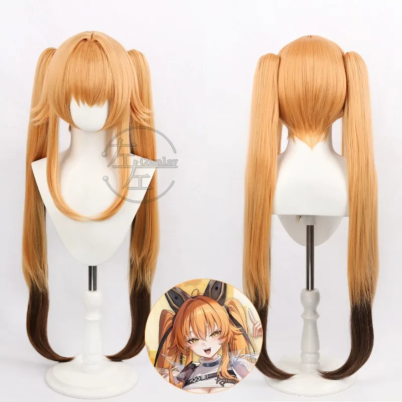 Ying Ning Cosplay Wig for Comicon Party Adult Women Gradient Long Hair Double Claw Clip Ponytails Heat Resistant Synthetic Hair
