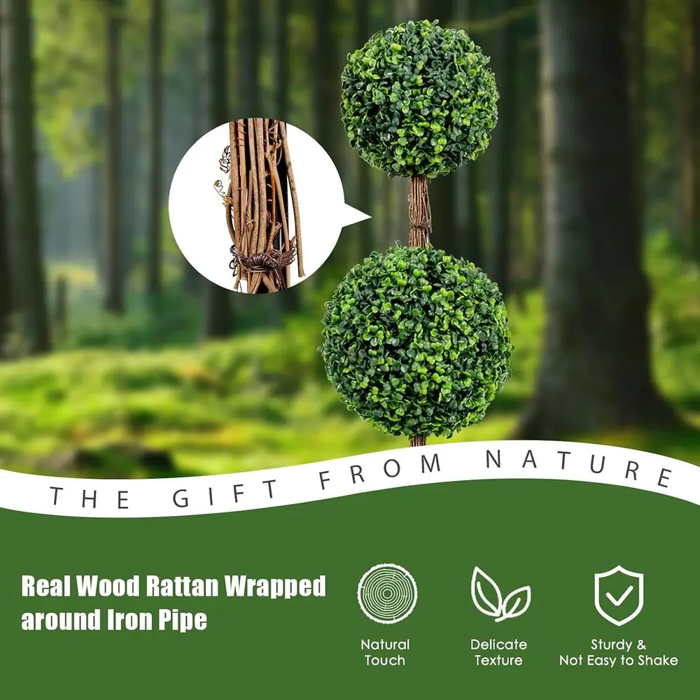 3 ft Artificial Boxwood Topiary Trees with Greenery, Cement-Potted Plastic Base, Ideal for Indoor or Outdoor Home and Office Dec 5