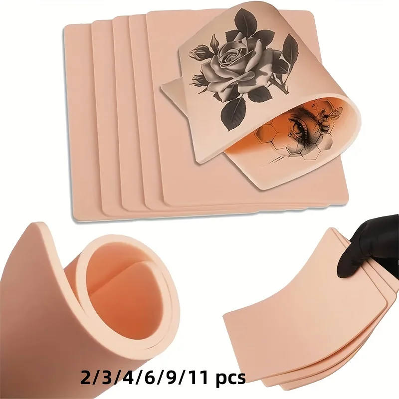 

3mm tattoo practice skin set, tattoo practice skin supplies, low-allergy synthetic tattoo practice skin pieces.