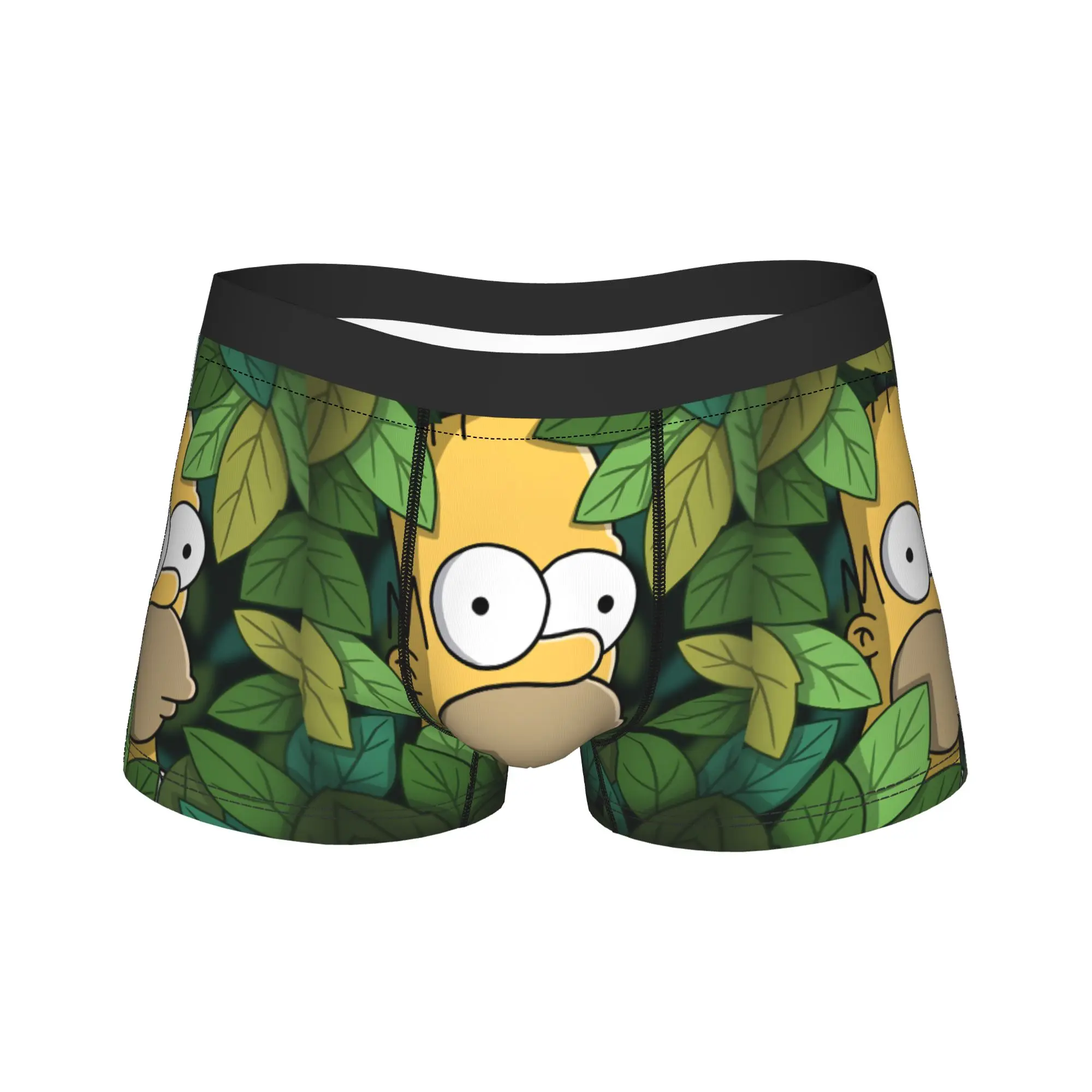 Homer S-Simpsons Hidden in Leaves Jungle Underwear  Male Boxer Brief Classic Boxer Shorts Hot Sale Design Plus Size Underpants