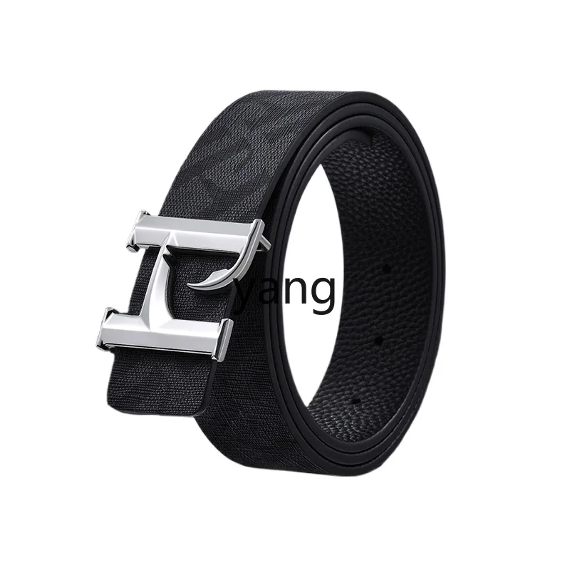 

LMM plate buckle belt men's business casual fashion simple smooth buckle belt