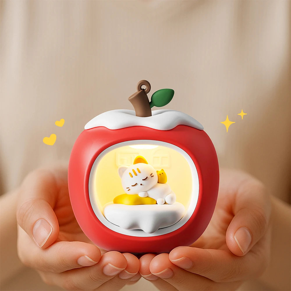 Apple-shaped Smart Touch Night Light Desktop Decor, Ambient Indoor Lighting Requires 3 AAA Batteries for Operation