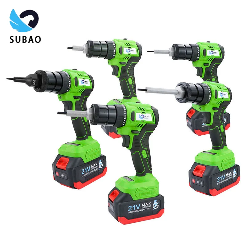 SUBAO K88L Brushless 21V Rivet Nut Gun 10 Sections 5.2Ah 21/40/70mm Extended Rivet Gun For M3-M8 Nuts