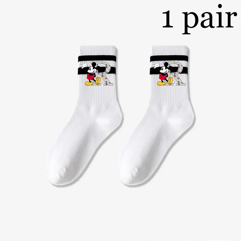 Mickey Mous Disney A-Z 26 English Letters Summer Casual Kawaii Women Socks Cartoon Unisex Sock Mouse Socks Soft Cotton Socks