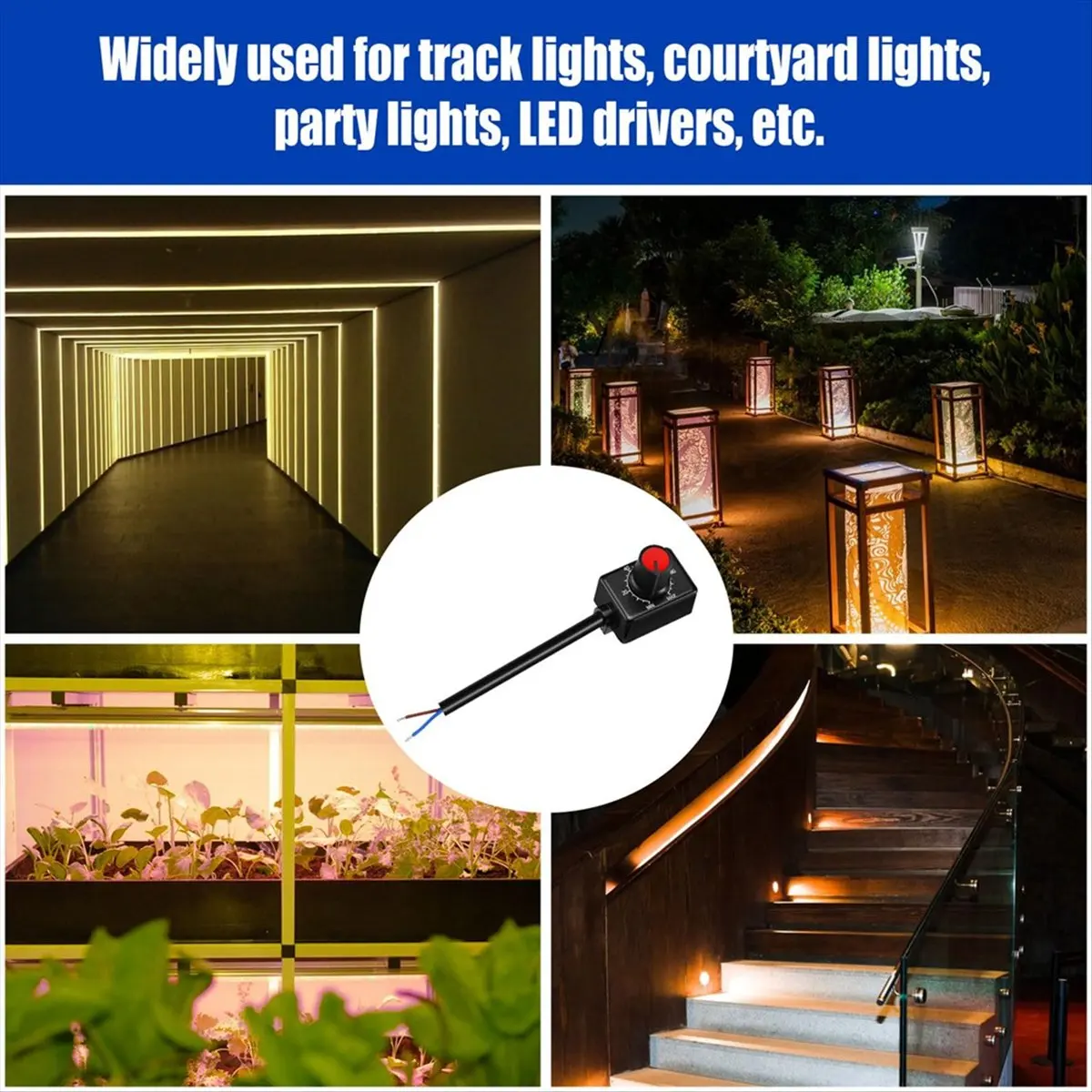 HGHO 5PCS DC 0/1-10V Knob LED Dimmer,Low Voltage Passive Dimmer PWM Dimming for 0-10V or 1-10V Dimmable Electronic LED Driver