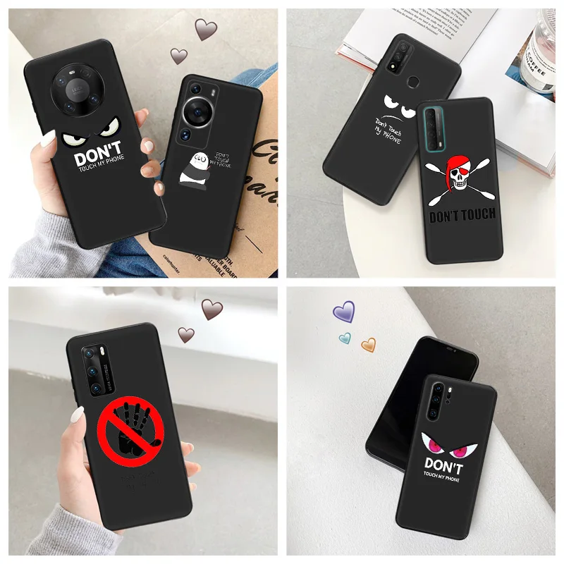 Silicone Black Phone Case for Motorola G200 5G G30 G31 One Fusion Don't touch my phone Huawei P40 P30 P20 P Smart iphone6 Cover