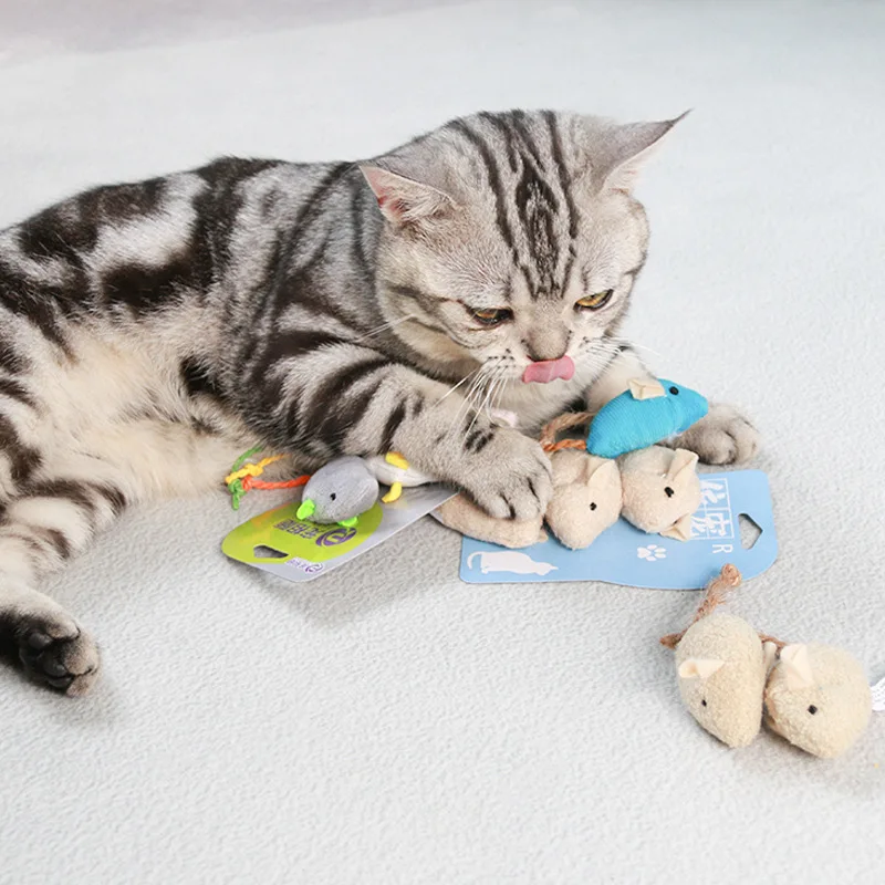 5/10pcs Cat Toy Plush Simulation Mouse Toys For Cats Interactive Kitten Toy Bite Resistance Catnip Cat Playing Toys Pet Supplies