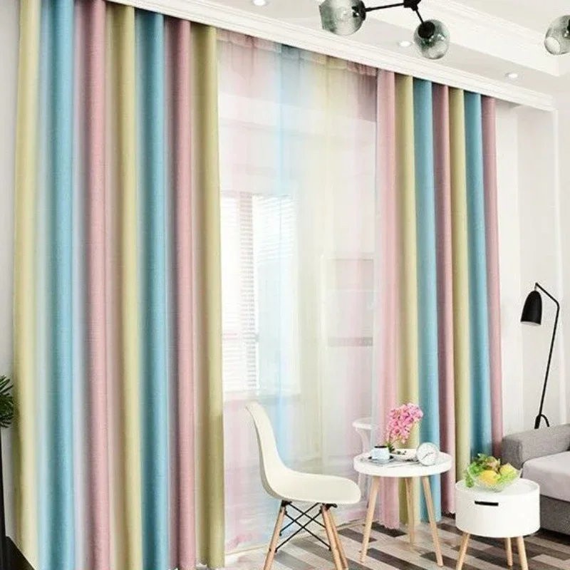 

Finished curtains installed without drilling holes installed with blackout thickened curtains for living room bedroom dining